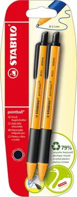 Produktbild von Druck-Kugelschreiber - STABILO pointball - 2er Pack - schwarz