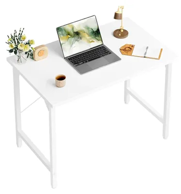 Produktbild von Computertisch, Bürotisch, 100 x 50 x 76 cm, kleiner Schreibtisch für Arbeitszimmer, Schlafzimmer und Wohnzimmer in Weiß