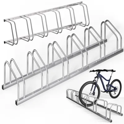 Produktbild von MONZANA® Fahrradständer für 6 Fahrräder 37cm Radabstand 30-65mm Reifenbreite rostfreier Stahl selbstsichernde Schrauben Boden oder Wandmontage Mehrfachständer Fahrradhalter Aufstellständer Radständer