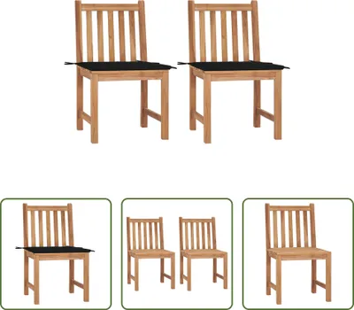 Produktbild von The Living Store Gartenstühle 2 Stk. mit Kissen Massivholz Teak