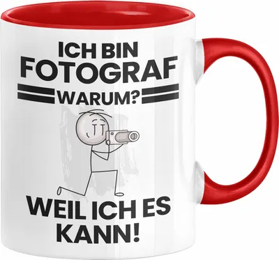 Produktbild von Fotograf Geschenk Tasse Lustiger Spruch Ich Bin Fotograf Warum Weil Ich Es Kann Geschenkidee Bester Fotograf Geburtstag Kaffee-Becher (Rot)