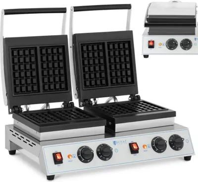 Produktbild von Doppeltes rechteckiges Waffeleisen für 4 belgische Waffeln 2 x 1500 W