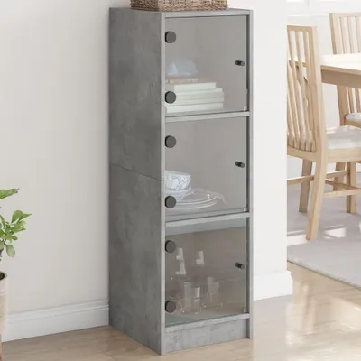 Produktbild von vidaXL Highboard mit Glastüren Betongrau 35x37x109 cm