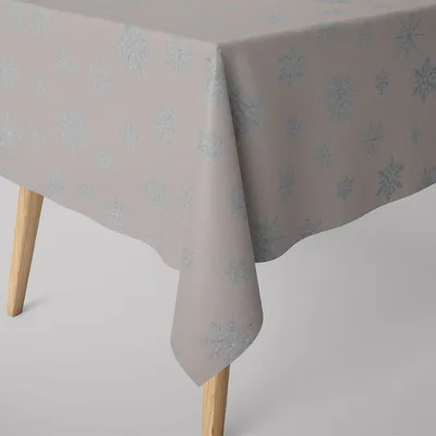 Produktbild von SCHÖNER LEBEN. Tischdecke Eiskristalle beige hellblau silber Größe 130x180cm