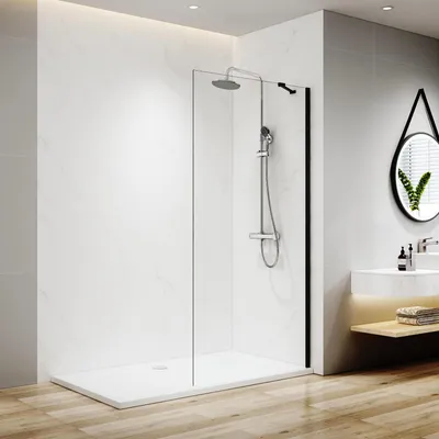 Produktbild von EMKE Walk In Duschwand 80x195cm Schwarzes Rahmen Duschtrennwand 8 mm Dusche Glas NANO einfach-Reinigung Beschichtung