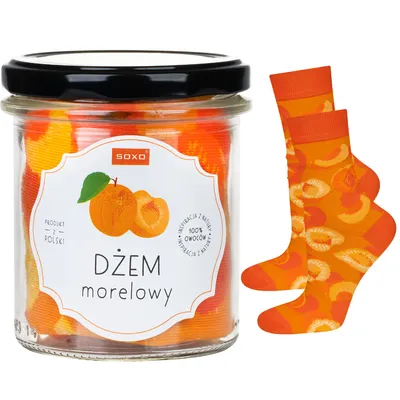 Produktbild von Socken im Glas - Ideal für ein Geschenk - Aprikosenmarmelade SOXO - Größe: 35-40