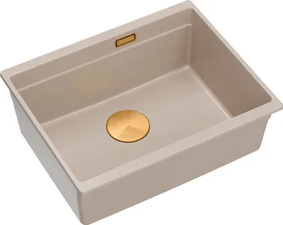 Produktbild von QUADRON Spülbecken 1-Becken Spüle | Größe: 59,5 x 45,1 x 21,5 cm | LOGAN 100 | Küchenspüle Granitspüle aus GraniteQ mit Siphon | Beige + Kupfer