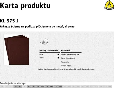 Zdjęcie produktu dla Klingspor arkusze ścierne na podłożu płóciennym 230mm x 280mm kl375j gr. 80 /50szt.
