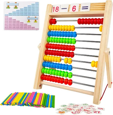 Produktbild von Rechenschieber Grundschule, Abakus für Kinder, Rechenhilfe, Zählen und Rechnen Hölzerne Abakus für Kinder ab 3 Jahren, Lernspielzeug