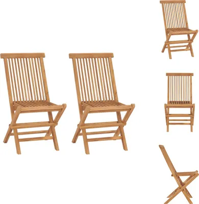 Image de vidaXL Chaises de jardin pliantes 2 pcs. Teck massif - Chaises de jardin