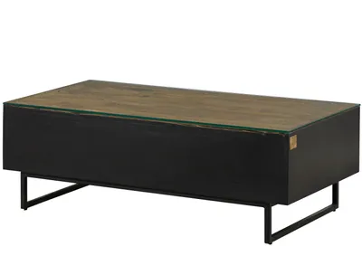 Image de MASSIVMOEBEL24 | Table basse en bois de Manguier / Bois de récupération 120x60x40 noir / naturel laqué DAVIS #50