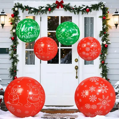 6 aufblasbare Weihnachtsbälle aus PVC, 40+60 cm, Deko