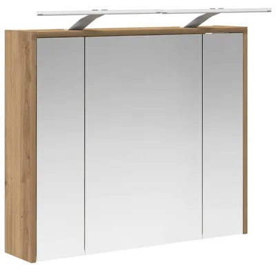 Image de Armoire de salle de bain avec miroir vidaXL, style artisanal, chêne