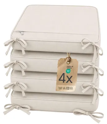 Produktbild von Sitzkissen Stuhlkissen Indoor & Outdoor 4er Set 45x45 cm - Creme - etérea Mila Stuhl Kissen Auflage