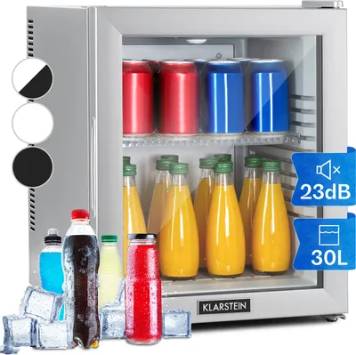 Produktbild von Klarstein Kühlschrank, Mini Kühlschrank mit Glastüre, Mini-Kühlschrank für Getränke, Snacks & Kosmetik, Kühlschrank Klein & Leise, Verstellbare Ablagen, Kleiner Skincare Kühlschrank 12-18°C, 32L
