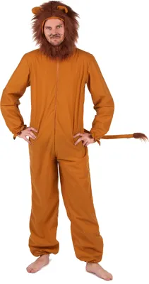 A man wearing a lion costume.