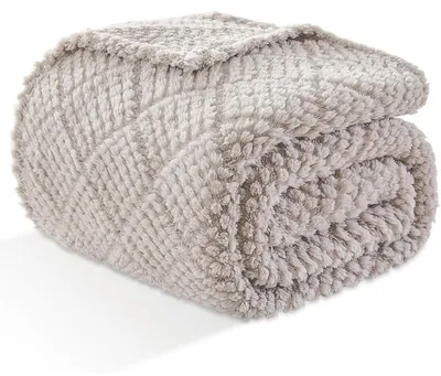 Productafbeelding van Kusdekent van flanellen fleece, lichtgrijs, 130x150 cm