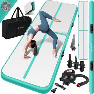 Produktbild von KESSER® Turnmatte Aufblasbar Airtrack 2m/3m/4m/5m/6m Fitness-Matte Gymnastikmatte | inkl. Tragetasche & elektr. Luftpumpe | Yogamatte, Tumbling Matten, Trainingsmatte, Turn- & Fitness