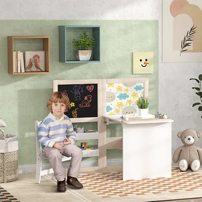 Immagine prodotto di Scrivania per bambini con sedia - Arredamento per bambini - Tavolo da gioco - Scrivania per disegnare - Tavolo per bambini - Design 3-in-1