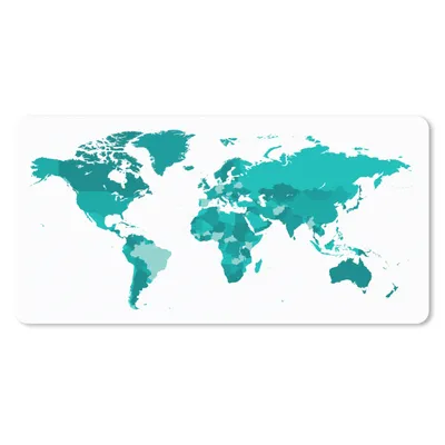 Produktbild von MuchoWow® Schreibtischunterlage Weltkarten - Weiß - Blau 80x40 cm - XXL Mauspad - Gaming Mauspad