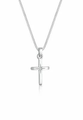Produktbild von Elli Halskette Kreuz Sterngravur 925 Sterling Silber Kommunion Silber