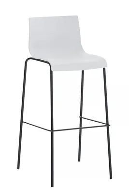 Imagen del producto de Taburete alto Vita, blanco, para interior y exterior. Diseño moderno. Taburetes de bar ergonómicos, juego de 1 unidad. Con respaldo y reposapiés. Ideal para cocina y bar. Asiento de plástico