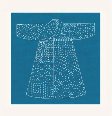 Zdjęcie produktu dla Zestaw do haftu Le Bonheur des Dames "Kit Sashiko Kimono Blue", wzór do liczenia, 15,5x16cm