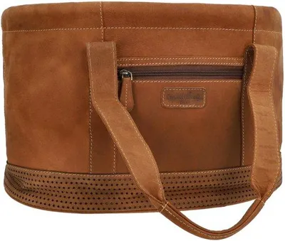Productafbeelding van Fietstas van leer, beige, afneembaar, met handgreep