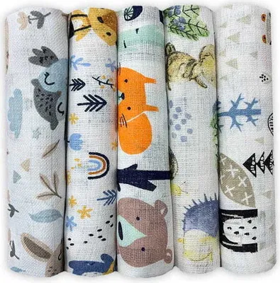 Produktbild von DOLCE SONNO Tetra-Stoffwindeln – 5 Stück – Bunte Windeln aus 100% Baumwolle – Spucktücher – Set 6