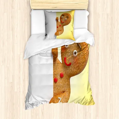Produktbild von ABAKUHAUS Lebkuchenmann Mantele, Weihnachtscharakter, Milbensicher Allergiker geeignet mit Kissenbezügen, 135 cm x 200 cm - 80 x 80 cm, Mehrfarbig