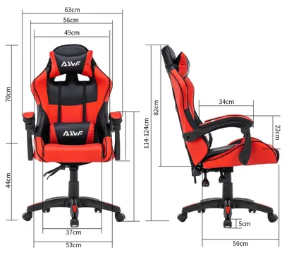 Obrázek produktu pro Ergonomická herní židle s opěrkou hlavy a bederní opěrkou a nastavitelnou opěradlem - Červená