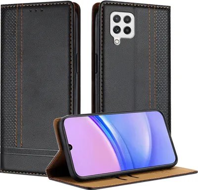 Obrázek produktu pro Pouzdro pro Samsung Galaxy A22 4G kožené flipové pouzdro s funkcí stojánku černé