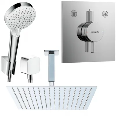 Produktbild von Hansgrohe und Jowi Duscharmatur Unterputz Duschsystem mit 360mm Kopfbrause, DuoTurn E Duscharmatur, Deckenanschluss, OHNE iBox 2
