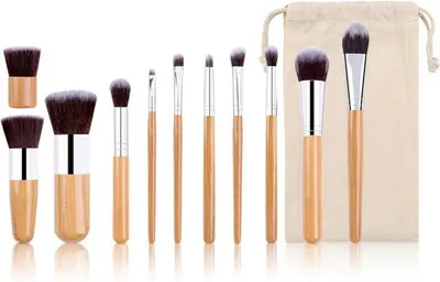 Produktbild von Make-up Pinselset 11-teilig, synthetische Borsten, Bambusgriff, für empfindliche Haut