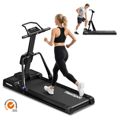 Produktbild von FLEXISPOT 4-in-1 Laufband mit 2,0 PS bürstenlosem Motor, 1–14 km/h, 16 Widerstandsstufen, 150 kg Tragfähigkeit, Ruder- & Krafttraining, LED-Display