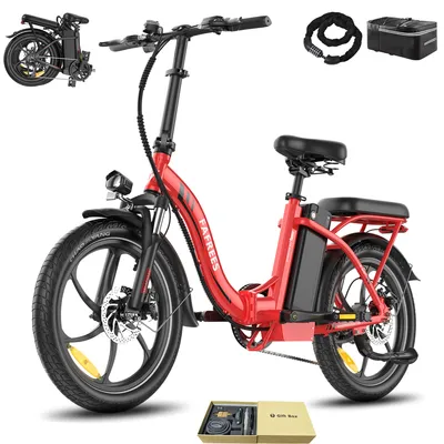 Produktbild von E-Bike Rostfreie Aluminiumlegierung 20 Zoll 36 V 20 Ah 720 Wh bis zu 110 - 150 km Wasserdicht IP54 mit 7 Gang, Rot