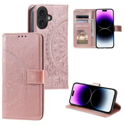 Produktbild von König Design Hülle kompatibel mit Apple iPhone 16 Plus Kunstleder Handyhülle - Handy Case Gold