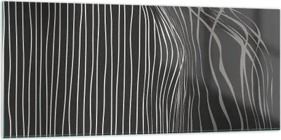 Produktbild von Bilder auf glas - Einteilig - Abstraktion Streifen Schwarz und Weiß - 120x50cm - Glasbilder - Wandbilder - Bilder - Wanddekoration aus Glas - Glas Bilder - Wandbild auf Glas - GAB120x50-4152
