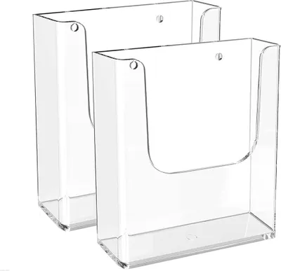 Immagine prodotto di 2 pezzi Portadepliant a parete A4 trasparente in acrilico - Portadepliant a parete con cornice in plastica