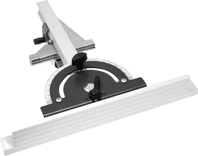 A close-up studio shot of a woodworking jig on a white background.