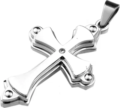 Produktbild von Edelstahl Anhänger aus 316L Kreuz mit Stein