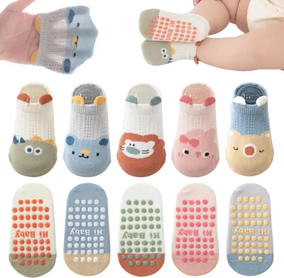 Productafbeelding van Babysokken 5 paar, antislip, katoen, voor baby