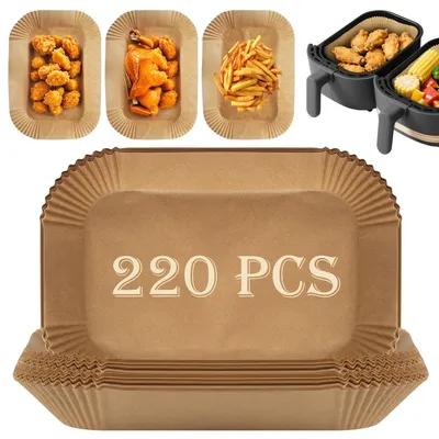 Obrázek produktu pro Pergamenový papír pro fritézy s horkým vzduchem, 220 kusů, 22 cm, kompatibilní s fritézami Airfryer