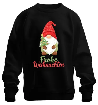 Produktbild von Frohe Weihnachten Wichtel Weihnachtsgnom Weihnachtsbaum Sweatshirt Pullover, Schwarz, M