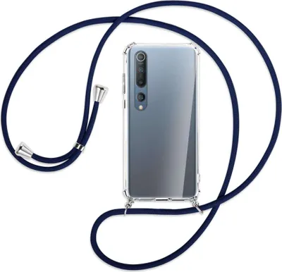 Produktbild von Handykette Backcover-Schutzhülle mit Band (Metall silberfarben) für Xiaomi Mi 10 (Pro) - dunkelblau