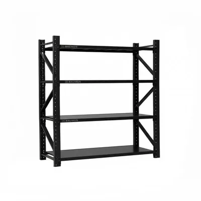 Zdjęcie produktu dla Regał Przemysłowy Magazynowy Czarny 200x200x60 cm 1200 kg 4 Półki do Warsztatu
