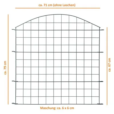 Produktbild von Teichzaun Gartenzaun Oberbogen 11tlg Set Zaun 5 Elemente Gitterzaun Anthrazit