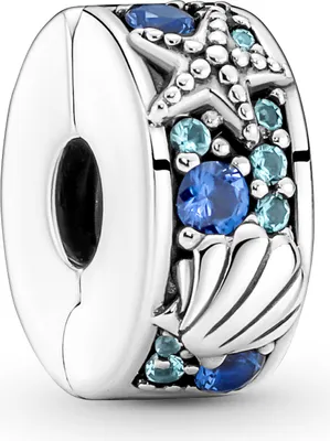 Obrázek produktu pro Pandora Clip Charm 791678C01 Tropická hvězdice Mušle Stříbrné krystaly Silikonová vložka