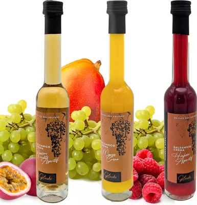 Produktbild von Glücks Momente Ladies Night Mix 3er Set je 100ml - Mango Crema, Passionsfrucht Aperitif, Himbeer Aperitif - Balsamico Crema Frucht Essigzubereitung mit 3% Säure