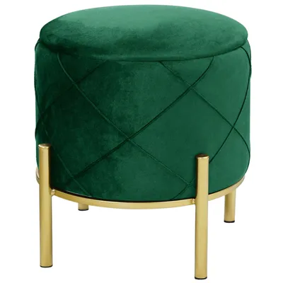 Produktbild von Pouf AKORD SAVANA aus Samtstoff mit Stauraum in Flaschengrün Durchmesser 37 cm